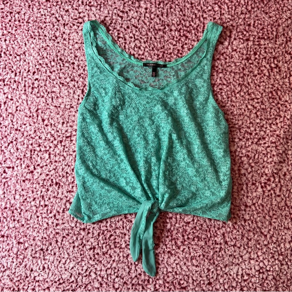 Victoria’s Secret Blue Lace Tie Tank Top Size L